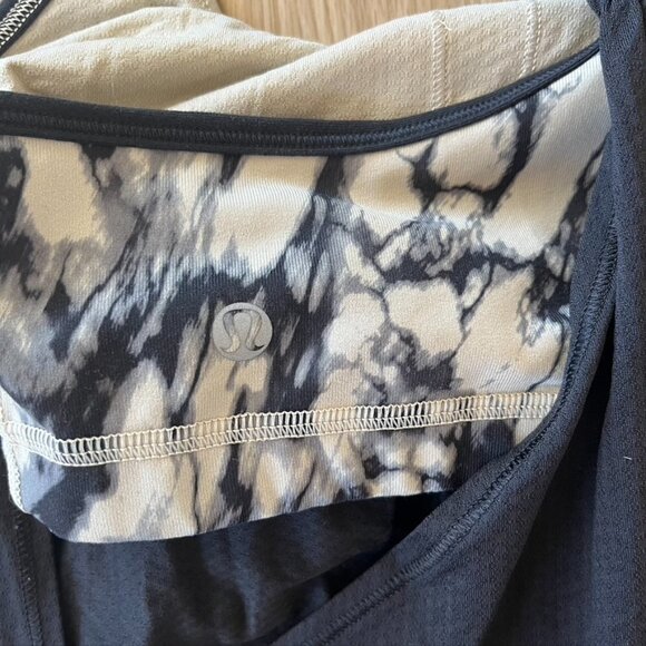 Lululemon No Limits Power Tank Top Black Beige Sports Bra Top Combo Gym Sz 8 - Picture 6 of 7